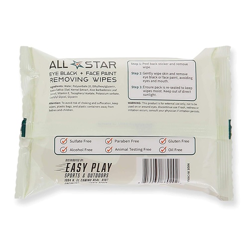  Easy Play Sports and Outdoors Face Paint and Sports Eye Black Remover Wipes - Remove Baseball Eye Black and Great for Face Painting Supplies, Camo, Cosplay, Halloween, Makeup Stick, and Hunting