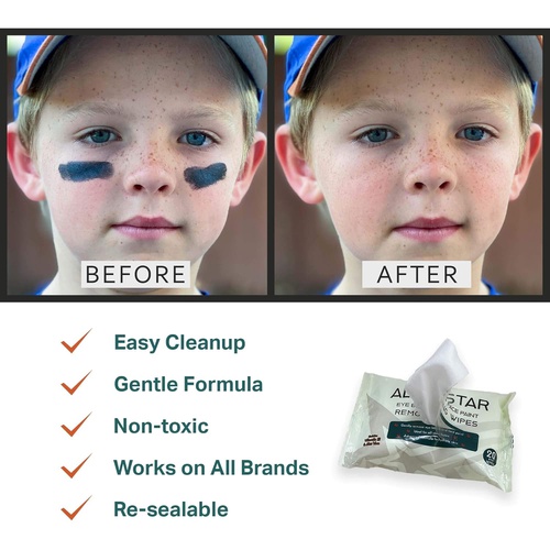  Easy Play Sports and Outdoors Face Paint and Sports Eye Black Remover Wipes - Remove Baseball Eye Black and Great for Face Painting Supplies, Camo, Cosplay, Halloween, Makeup Stick, and Hunting