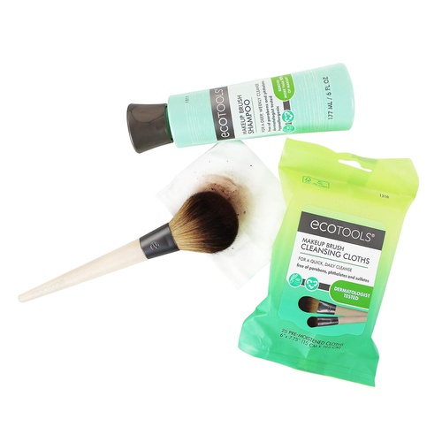  EcoTools Flat Foundation Brush Made with Recycled and Sustainable Materials Cruelty Free Synthetic Taklon Bristles Aluminum Ferrule Recycled Packaging
