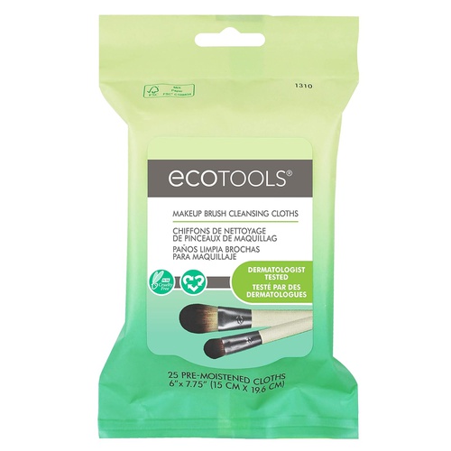  EcoTools Makeup Brush Cleansing Cloths, 25 Count - Quick & Convenient Brush Cleaner