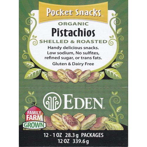  Eden Foods Shelled and Dry Roasted Pistachios 1 Ounces (Case of 12)