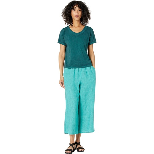  Eileen Fisher Wide Leg Cropped Pants in Washed Organic Linen Delave