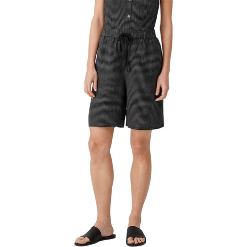  Eileen Fisher Midthigh Shorts with Drawstring in Puckered Organic Linen