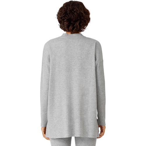  Eileen Fisher Mock Neck Box Top in Cozy Tencel Cotton Waffle