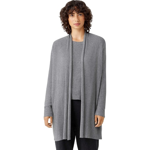  Eileen Fisher High Collar Cardigan in Peruvian Organic Cotton Tencel