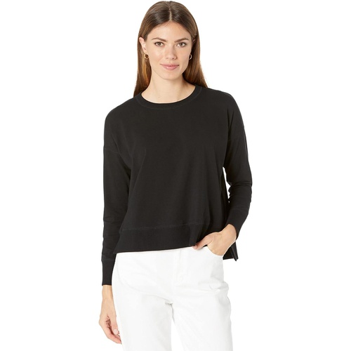  Eileen Fisher Petite Crew Neck Top with High-Low Hem in Organic Cotton Stretch Jersey