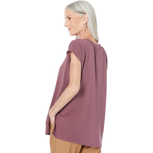  Eileen Fisher V-Neck Long Boxy Top in Fine Stretch Jersey Knit