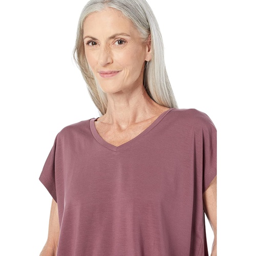  Eileen Fisher V-Neck Long Boxy Top in Fine Stretch Jersey Knit