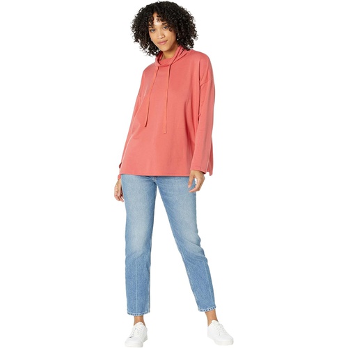  Eileen Fisher Funnel Neck Box Top in Tencel Organic Cotton Fleece