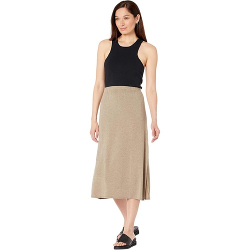  Eileen Fisher Full-Length Flared Skirt with Side Slits in Melange Tencel Jersey