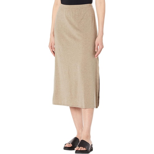  Eileen Fisher Full-Length Flared Skirt with Side Slits in Melange Tencel Jersey