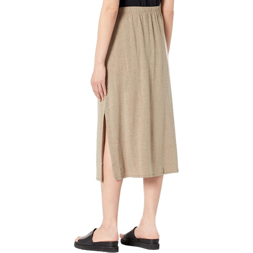  Eileen Fisher Full-Length Flared Skirt with Side Slits in Melange Tencel Jersey