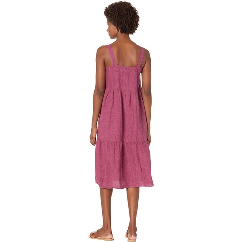  Eileen Fisher Petite Tiered Strap Full-Length Dress in Washed Organic Linen Delave