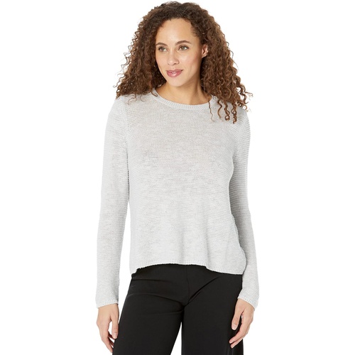  Eileen Fisher Crew Neck Pullover in Organic Cotton Linen Slub