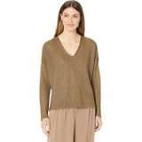 Eileen Fisher V-Neck Flat Saddle Sweater in Organic Linen Delave