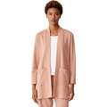 Eileen Fisher Tencel Organic Cotton Fleece High Collar Long Jacket
