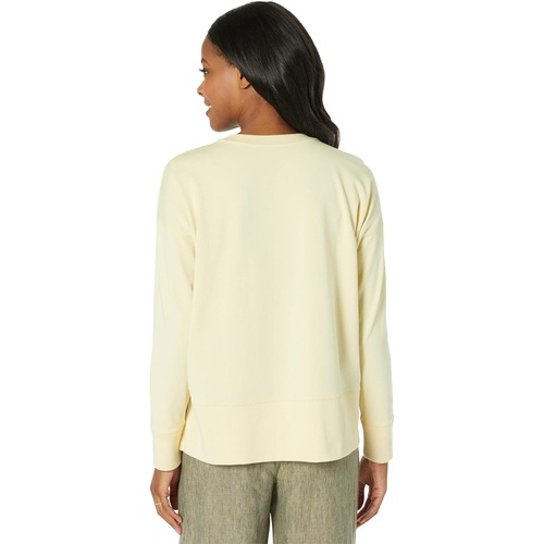  Eileen Fisher Crew Neck Top with High-Low Hem in Organic Cotton Stretch Jersey