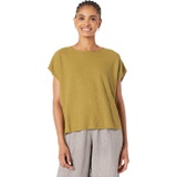 Eileen Fisher Crew Neck Box Top in Textured Organic Linen Cotton Seed