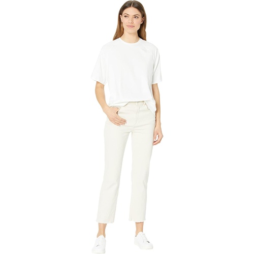  Eileen Fisher Crew Neck Elbow Raglan Sleeve Top in Organic Cotton Stretch Jersey