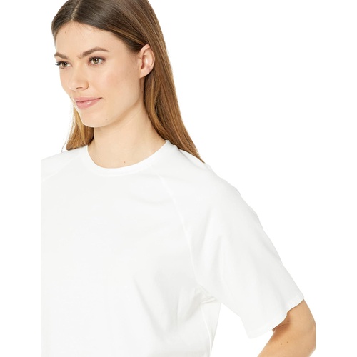  Eileen Fisher Crew Neck Elbow Raglan Sleeve Top in Organic Cotton Stretch Jersey