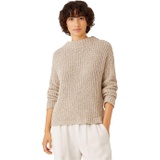 Eileen Fisher Funnel Neck Box Sweater in Peruvian Organic Cotton Boucle