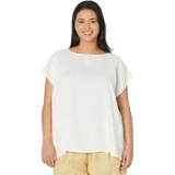 Eileen Fisher Bateau Neck Gathered Boxy Top in Organic Handkerchief Linen