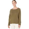 Eileen Fisher Bateau Neck Saddle Shoulder Box Top in Lightweight Organic Cotton Terry
