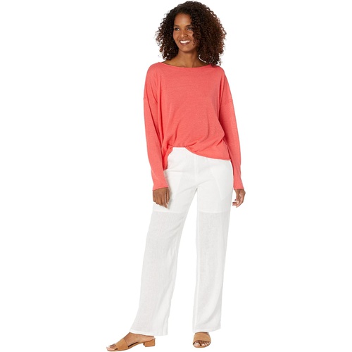  Eileen Fisher Boatneck Box Top in Organic Linen Cotton Jersey