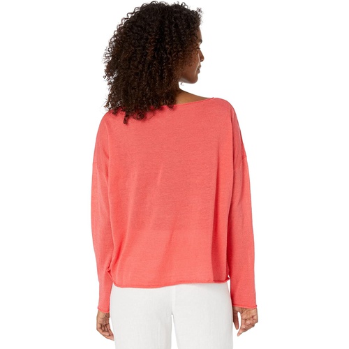  Eileen Fisher Boatneck Box Top in Organic Linen Cotton Jersey