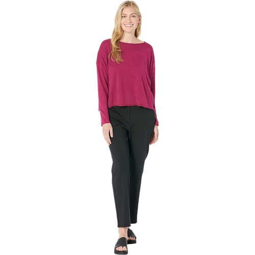  Eileen Fisher Boatneck Box Top in Organic Linen Cotton Jersey