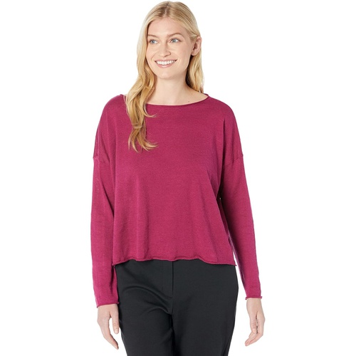  Eileen Fisher Boatneck Box Top in Organic Linen Cotton Jersey