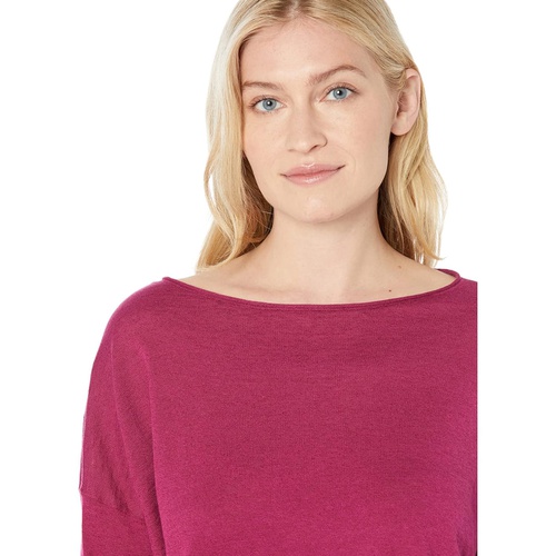  Eileen Fisher Boatneck Box Top in Organic Linen Cotton Jersey