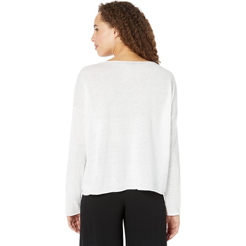  Eileen Fisher Boatneck Box Top in Organic Linen Cotton Jersey