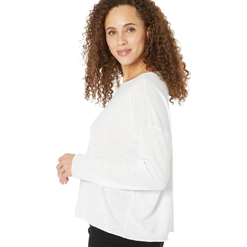  Eileen Fisher Boatneck Box Top in Organic Linen Cotton Jersey