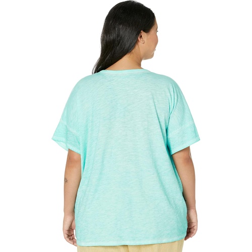  Eileen Fisher Crew Neck Boxy Tee in Pigment Dyed Slubby Organic Cotton