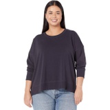 Eileen Fisher Crew Neck Top with High-Low Hem in Organic Pima Cotton Stretch Jersey