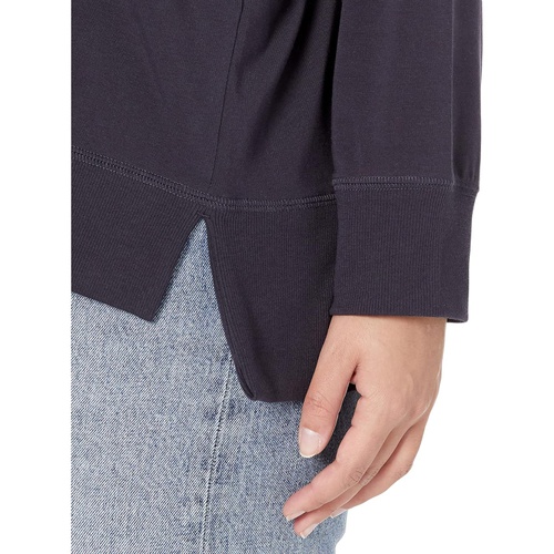  Eileen Fisher Crew Neck Top with High-Low Hem in Organic Pima Cotton Stretch Jersey