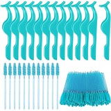 Elcoho 30 Pieces Plastic Eyelash Extension Tweezers and 100 Pieces Glitter Crystal Eyelash Brush False Eyelash Applicator Eyelashes Clip Mascara Wands Applicator for Eyelash Applic