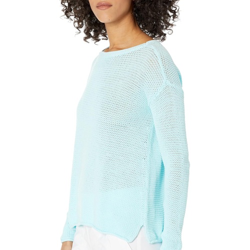  Elliott Lauren Glazed Yarn Cuffed Scoop Neck Sweater with Side Slits