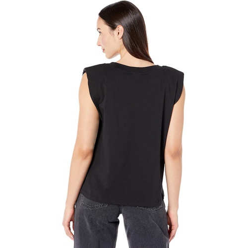  Elliott Lauren Think Tank Crew Neck Sleeveless Top with Extended Shoulder Pads