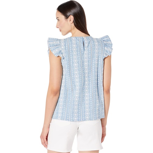  Elliott Lauren Ibiza Ruffle Sleeve Top with Gathered Yoke Detail