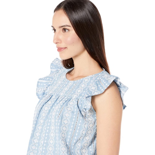  Elliott Lauren Ibiza Ruffle Sleeve Top with Gathered Yoke Detail