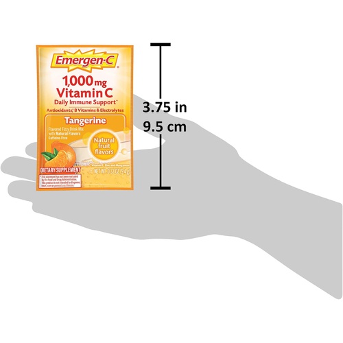  Emergen-C 1000mg Vitamin C Powder, with Antioxidants, B Vitamins and Electrolytes, Vitamin C Supplements for Immune Support, Caffeine Free Fizzy Drink Mix, Tangerine Flavor - 30 Co