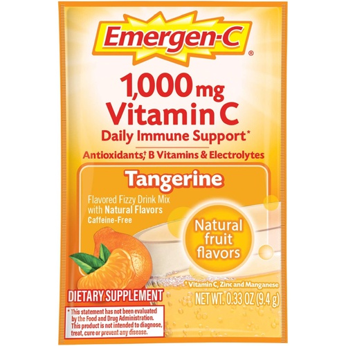  Emergen-C 1000mg Vitamin C Powder, with Antioxidants, B Vitamins and Electrolytes, Vitamin C Supplements for Immune Support, Caffeine Free Fizzy Drink Mix, Tangerine Flavor - 30 Co