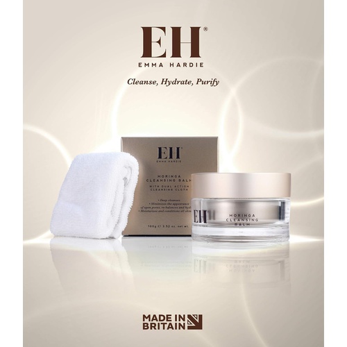  Emma Hardie Moringa Cleansing Balm with Dual Action Cleansing Cloth  Cruelty Free Hydrating Vegetarian Makeup Remover (Including Waterproof) for All Skin Types  100mL