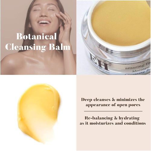  Emma Hardie Moringa Cleansing Balm with Dual Action Cleansing Cloth  Cruelty Free Hydrating Vegetarian Makeup Remover (Including Waterproof) for All Skin Types  100mL