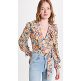 Endless rose Bright Floral Ruffled Wrap Top