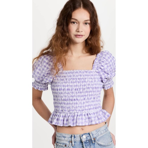  English Factory Embroidered Smocked Top