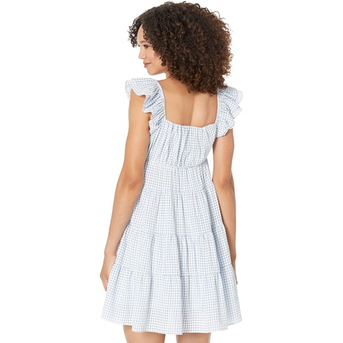  English Factory Gingham Printed Tiered Mini Dress
