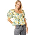 English Factory Lemon Print Puff Sleeve Top